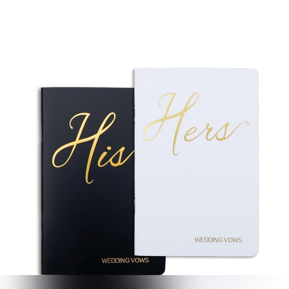 2pcs Wedding Vow Books with Gold Foil Lettering - His and Hers Vow Books